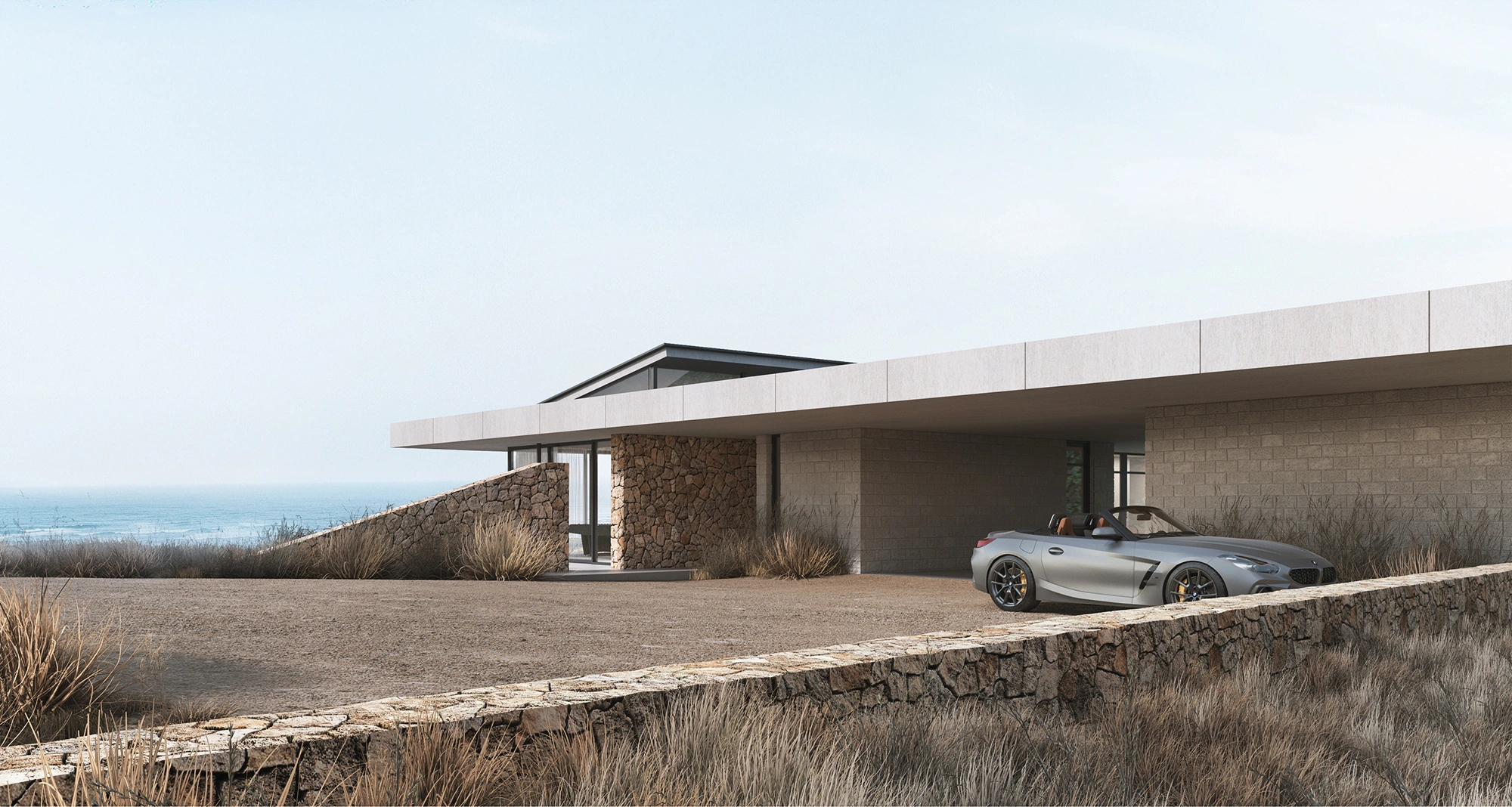 Front facade rendering for 5650 Great Ocean Road, Wongarra