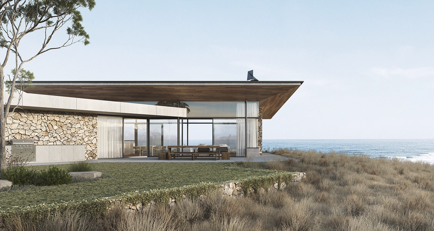 Ocean-side architectural rendering for 5650 Great Ocean Road, Wongarra