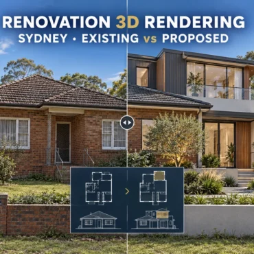 Renovation 3D Rendering Sydney: Existing vs Proposed